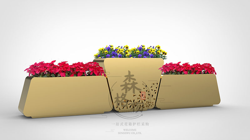 金色不銹鋼組合景觀花箱